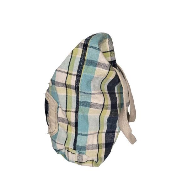 Aeropostale Tote Bag Women Sz M Plaid Fabric Boho Hippie Double Handle - Picture 2 of 6